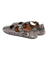 Snake Print Crossed Strap Flat Ballerinas | PDP | Antonia
