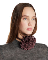 Burgundy Leather Flower Choker | PDP | Antonia