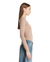 Beige Off-the-Shoulder Knit Bodysuit | PDP | Antonia