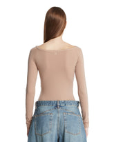 Beige Off-the-Shoulder Knit Bodysuit | PDP | Antonia