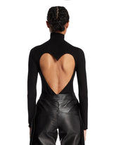 Black Fluid Jersey Bodysuit with Heart Detail | PDP | Antonia