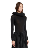 Black Sculptural Hooded Bodysuit | PDP | Antonia