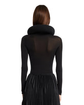 Black Sculptural Hooded Bodysuit | PDP | Antonia