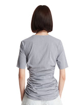 Blue Striped Pleated T-shirt | PDP | Antonia