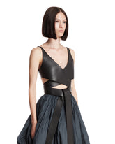 Black Leather Wrap Top | PDP | Antonia