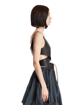 Black Leather Wrap Top | PDP | Antonia