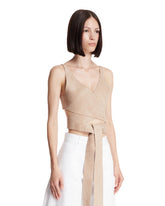 Beige Leather Wrap Top | PDP | Antonia