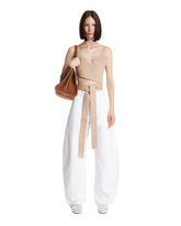 Beige Leather Wrap Top | PDP | Antonia