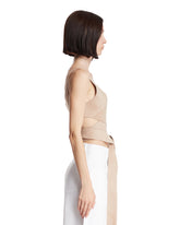 Beige Leather Wrap Top | PDP | Antonia