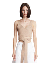 Beige Leather Wrap Top | PDP | Antonia
