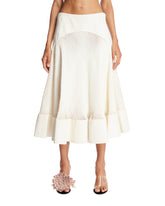 White Perforated Leather Flared Skirt | PDP | Antonia