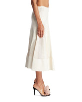 White Perforated Leather Flared Skirt | PDP | Antonia