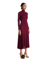 Burgundy Fluid Jersey Dress with Heart Detail | PDP | Antonia