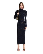 Blue Jacquard Silk Midi Dress | PDP | Antonia