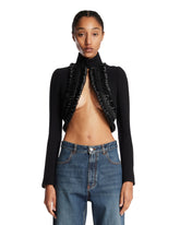 Black Wool-Trimmed Jacket | PDP | Antonia