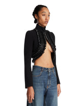 Black Wool-Trimmed Jacket | PDP | Antonia