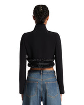 Black Wool-Trimmed Jacket | PDP | Antonia