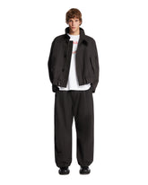 Black Wool Gabardine Harrington Jacket | PDP | Antonia