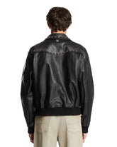 Black Leather Jacket with Decorations | PDP | Antonia