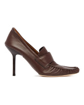 Brown Agata Leather Heeled Loafers | PDP | Antonia