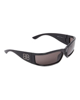 Black Sunset Rectangle Nylon Sunglasses | PDP | Antonia