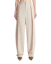 Beige Silk and Viscose Pants | PDP | Antonia