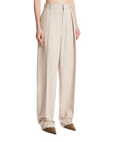 Beige Silk and Viscose Pants | PDP | Antonia