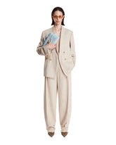 Beige Silk and Viscose Pants | PDP | Antonia