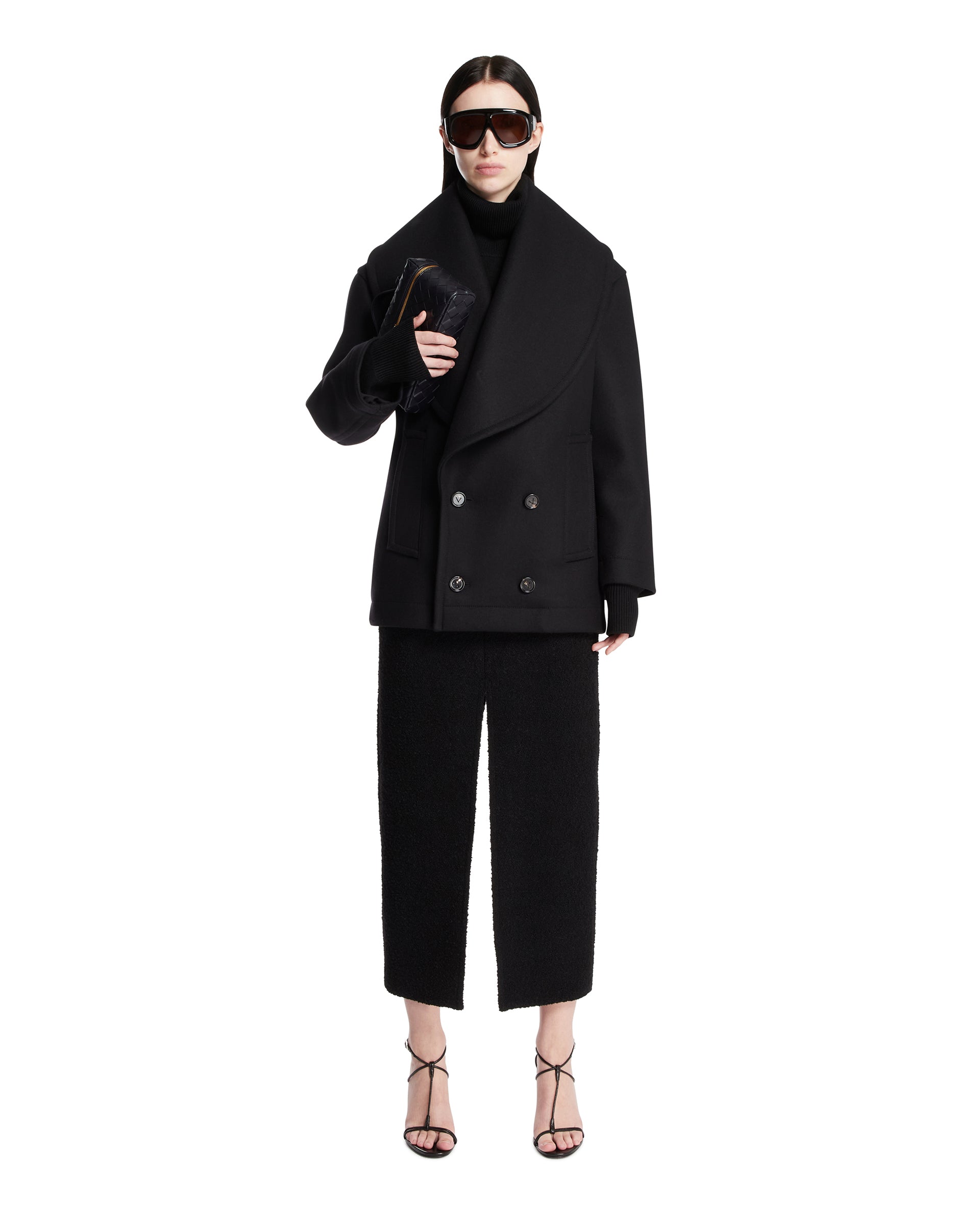 ジャケット・アウター SUNSEA BLACK DOUBLE-BREASTED COAT SUNSEA(サンシー)22SS Collectionの新作、 N.M Oxford w/耳