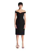 Black Off-Shoulder Wool Dress | PDP | Antonia