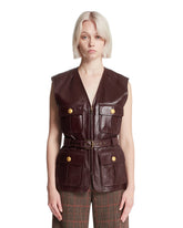 Brown Leather Utility Vest - Women's vests | PLP | Antonia
