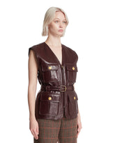 Brown Leather Utility Vest | PDP | Antonia