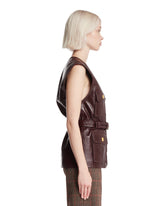 Brown Leather Utility Vest | PDP | Antonia