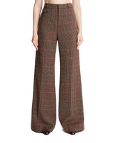 Brown High-Waisted Flared Wool Trousers | PDP | Antonia