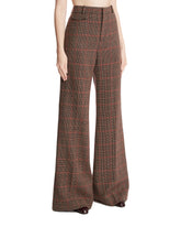 Brown High-Waisted Flared Wool Trousers | PDP | Antonia