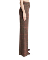 Brown High-Waisted Flared Wool Trousers | PDP | Antonia