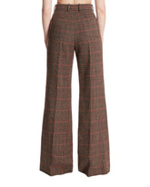 Brown High-Waisted Flared Wool Trousers | PDP | Antonia