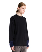 Black and Blue Wool Crewneck Sweater | PDP | Antonia