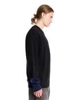 Black and Blue Wool Crewneck Sweater | PDP | Antonia