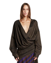 Brown Striped Draped Blouse | PDP | Antonia