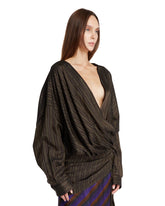 Brown Striped Draped Blouse | PDP | Antonia