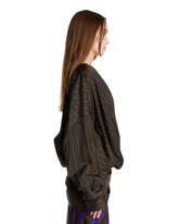 Brown Striped Draped Blouse | PDP | Antonia