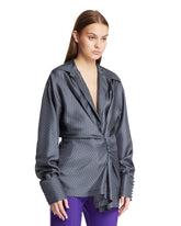 Blue Silk Draped Shirt | PDP | Antonia