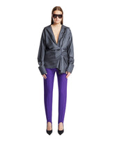 Blue Silk Draped Shirt | PDP | Antonia