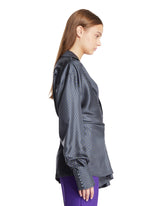 Blue Silk Draped Shirt | PDP | Antonia