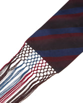 Blue and Brown Striped Viscose Scarf | PDP | Antonia