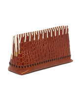 Brown Leather Clutch with Embellishments | PDP | Antonia
