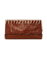 Brown Leather Clutch with Embellishments | PDP | Antonia
