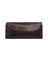 Brown Crocodile-Embossed Clutch | PDP | Antonia