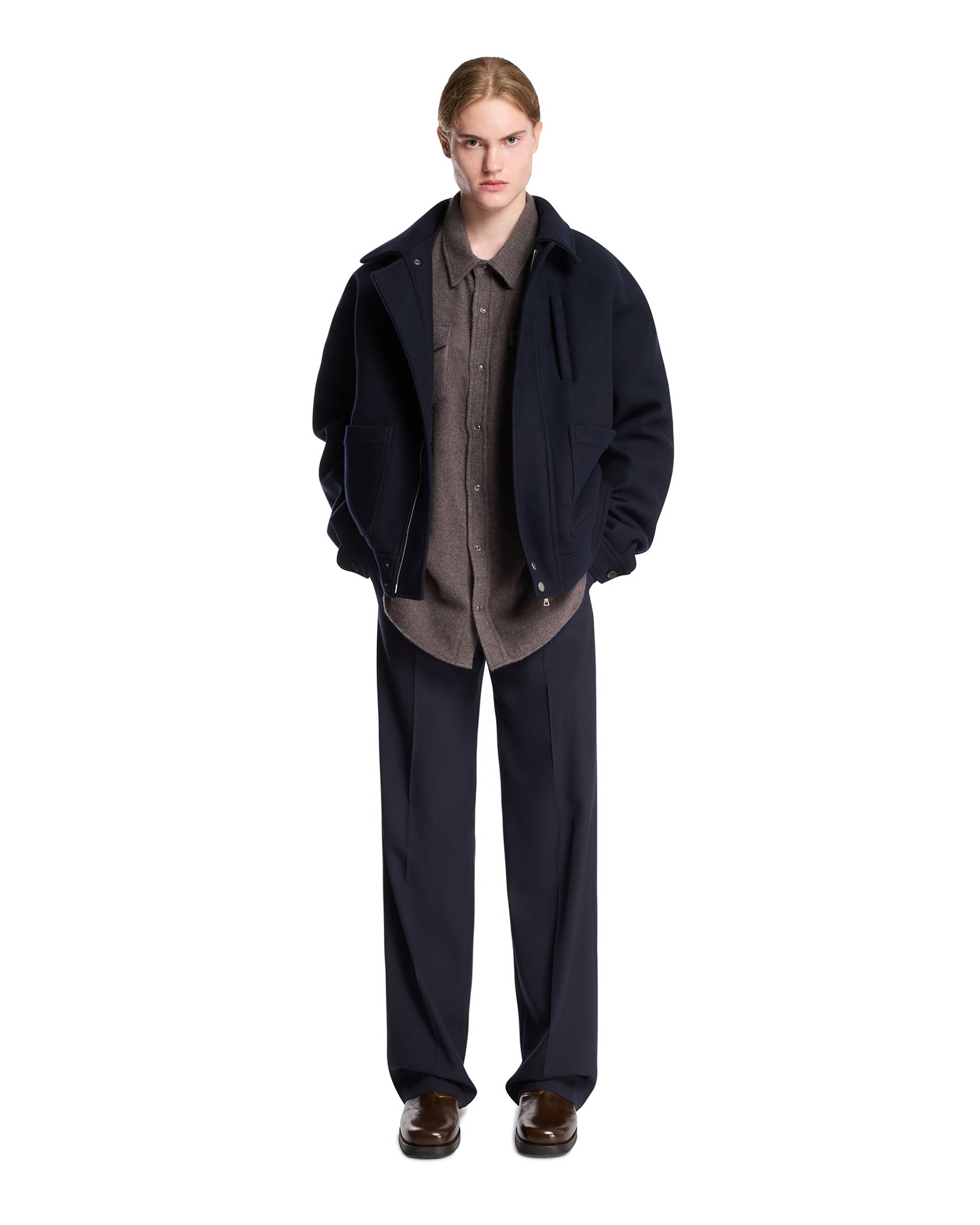 Blue Oversized Wool Jacket | DRIES VAN NOTEN - Antonia